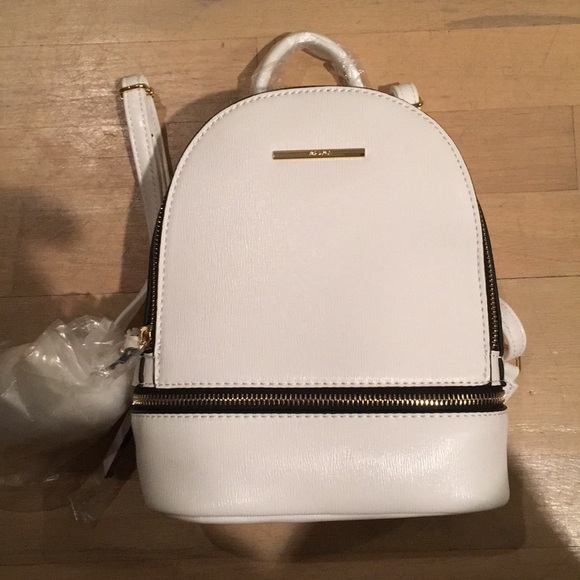 Aldo New white pleather backpack with Pom Pom - Picture 1 of 8